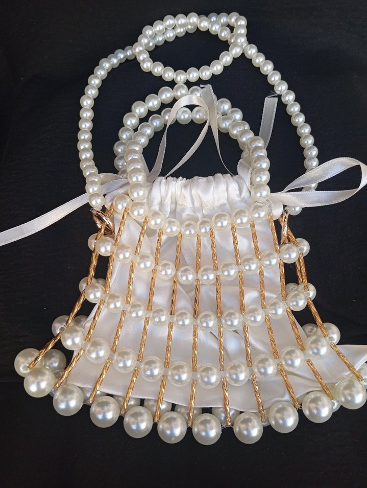 el emeği uzun askılı inci çantam - Görsel 2