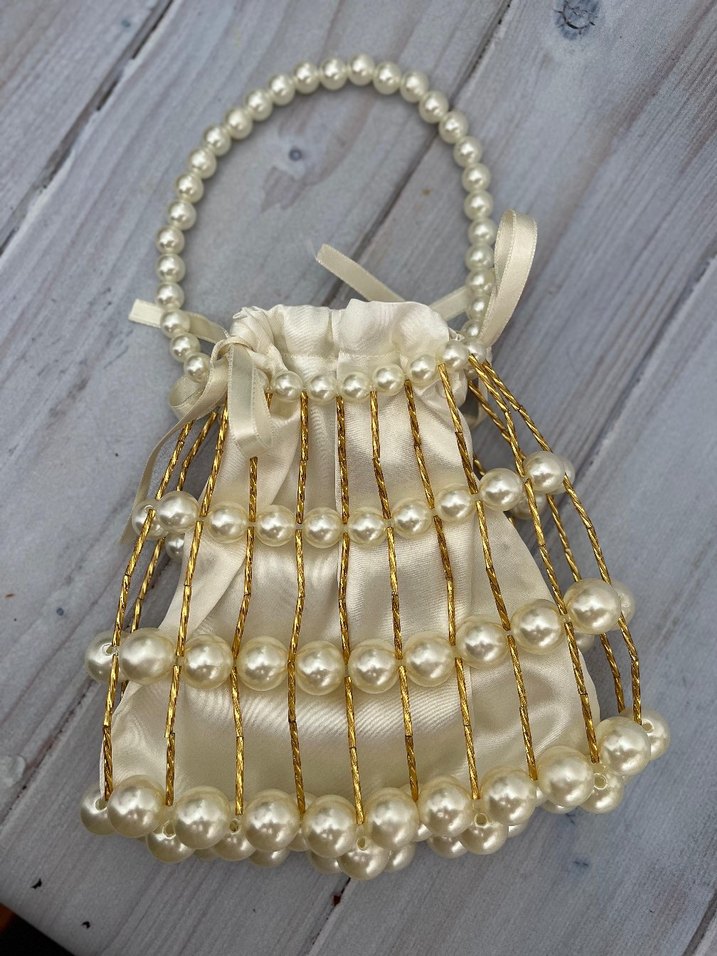 el emeği incili çantam iri boncukla yapılmış - Görsel 2