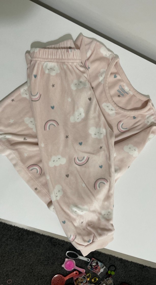 Pembe Bulut Desenli Kız Pijama Takımı - Görsel 3
