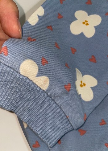 Çiçek Desenli Mavi Bebek Kız Takımı - Görsel 3