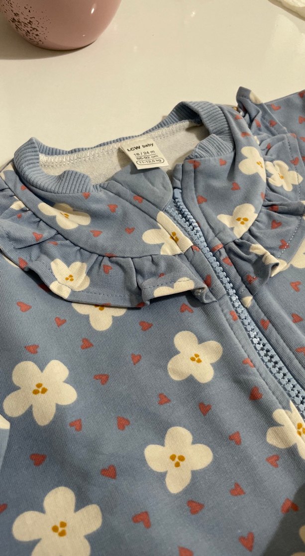 Çiçek Desenli Mavi Bebek Kız Takımı - Görsel 4