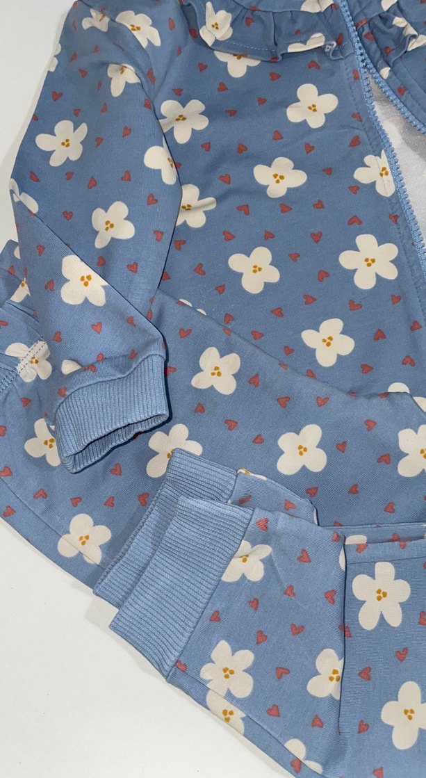 Çiçek Desenli Mavi Bebek Kız Takımı - Görsel 2