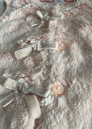 Kız Çocuk Pembe Kürklü Triko Yelek - Görsel 4