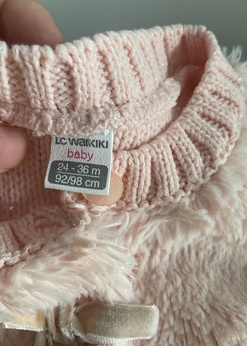 Kız Çocuk Pembe Kürklü Triko Yelek - Görsel 3