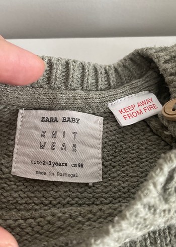 Açık haki kız- Erkek Çocuk köpek Nakışlı Örgü Kazak - Görsel 3