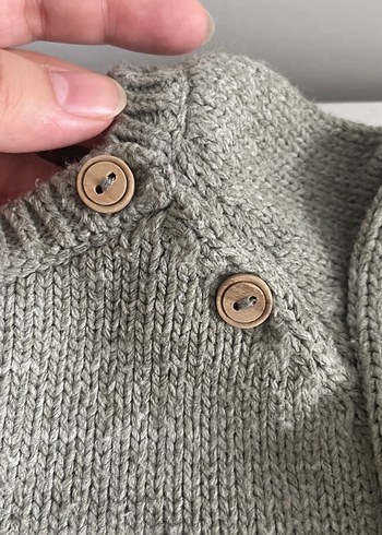 Açık haki kız- Erkek Çocuk köpek Nakışlı Örgü Kazak - Görsel 4