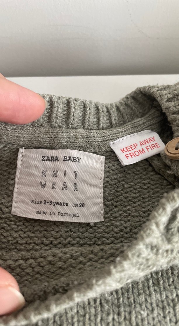 Açık haki kız- Erkek Çocuk köpek Nakışlı Örgü Kazak - Görsel 3