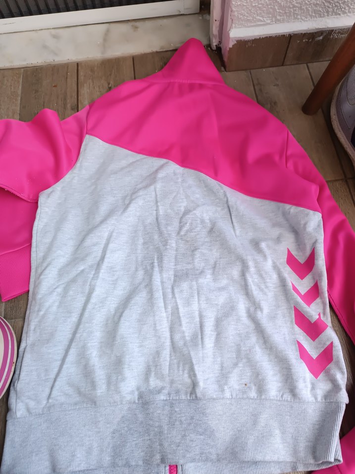 Pembe Gri Fermuarlı Kadın Spor Ceket orjinal Hummel m beden - Görsel 2