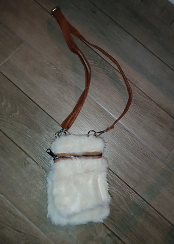 Diğer Ekru Pelus Mini Capraz Canta