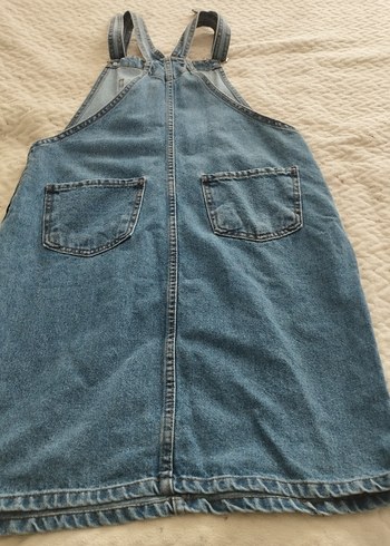 Düğmeli Mavi Denim Kadın Salopet - Görsel 2