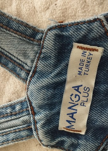Düğmeli Mavi Denim Kadın Salopet - Görsel 4
