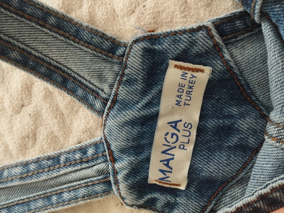 Düğmeli Mavi Denim Kadın Salopet - Görsel 4