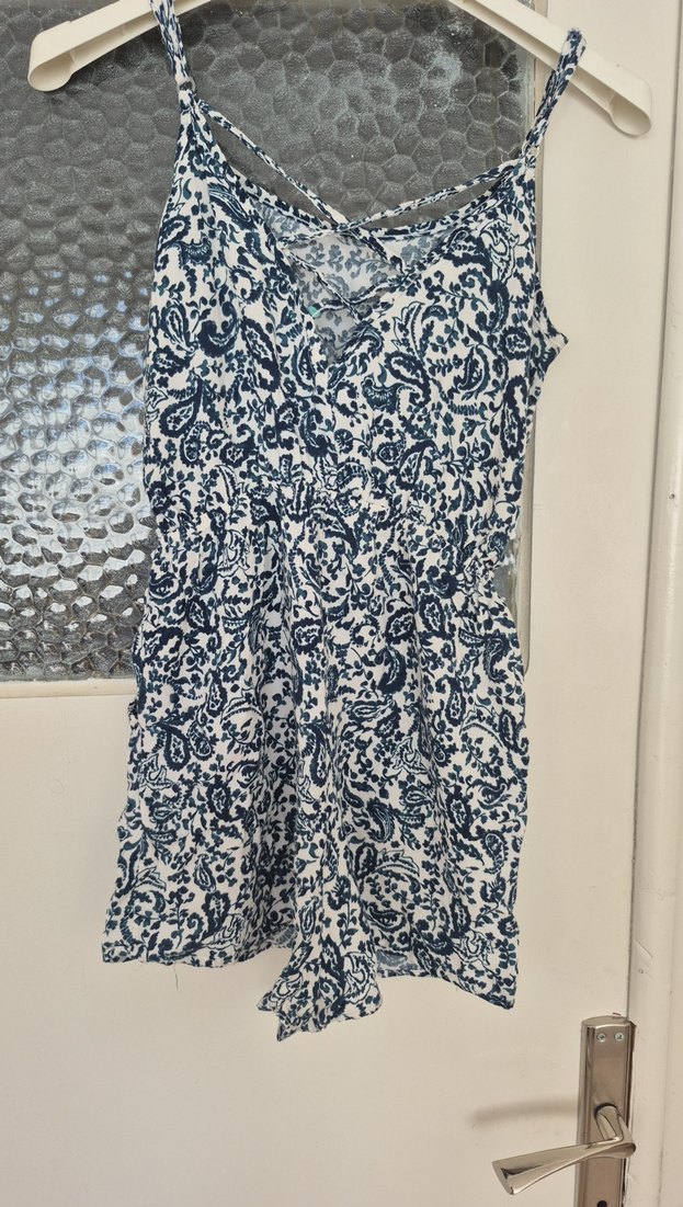 Mavi Desenli Bohem Kadın Tulum - Görsel 3