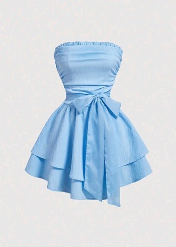 Mavi Mini Straplez Elbise