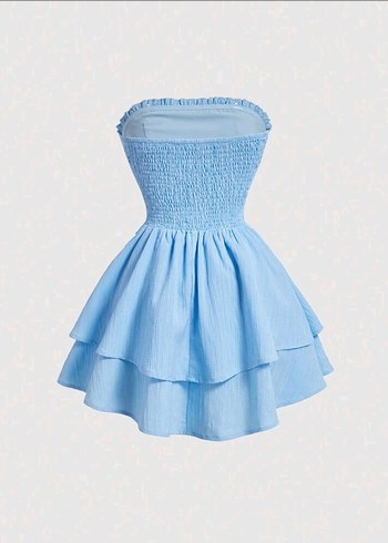 Sheinside Mavi Mini Straplez Elbise