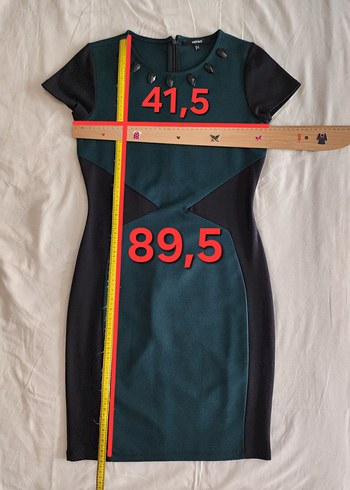 Boncuk Detaylı yeşil siyah elbise - Görsel 16