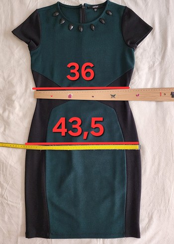 Boncuk Detaylı yeşil siyah elbise - Görsel 15