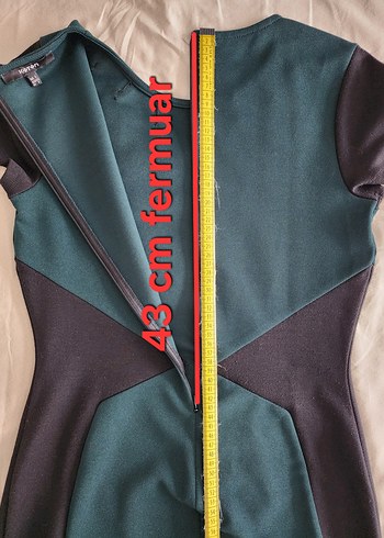 Boncuk Detaylı yeşil siyah elbise - Görsel 18