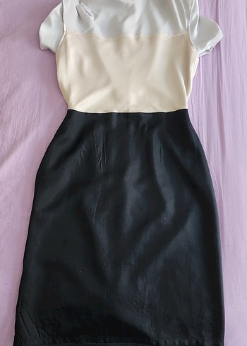 Bessini Drapeli Gri Siyah Kadın Ofis Elbisesi - Görsel 12