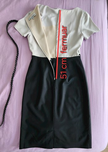 Bessini Drapeli Gri Siyah Kadın Ofis Elbisesi - Görsel 18