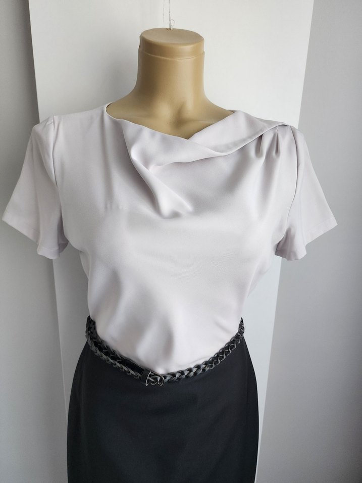 Bessini Drapeli Gri Siyah Kadın Ofis Elbisesi - Görsel 2