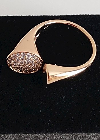 Beden altın Renk Kadın Rose Gold Parlak Zirkon Taşlı Yüzük