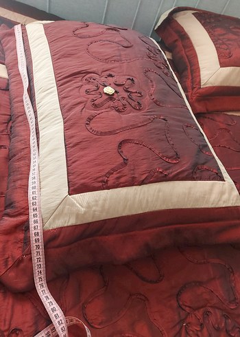 Bordo Nakışlı Yatak Örtüsü,Çift kişilik. - Görsel 4