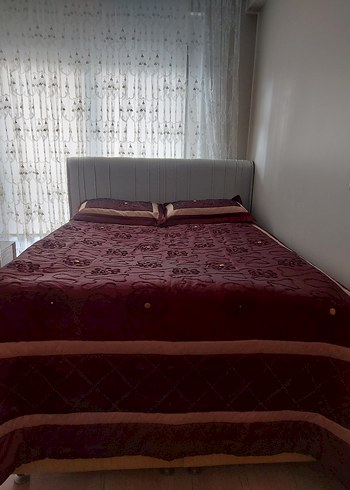 Bordo Nakışlı Yatak Örtüsü,Çift kişilik. - Görsel 3