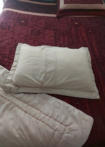 Bordo Nakışlı Yatak Örtüsü,Çift kişilik. - Görsel 5