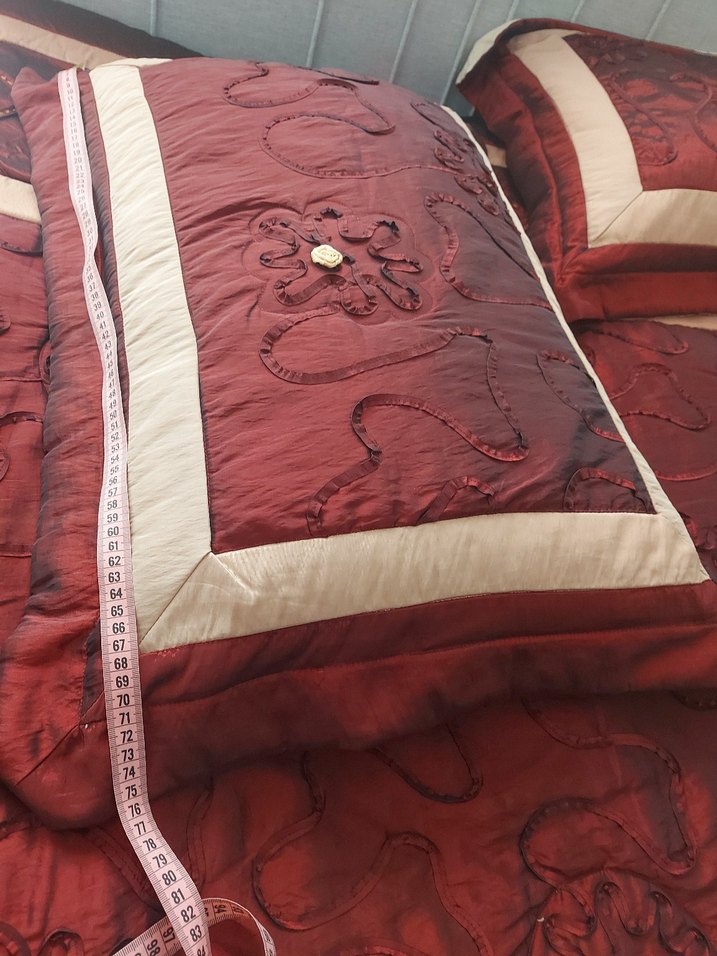 Bordo Nakışlı Yatak Örtüsü,Çift kişilik. - Görsel 4