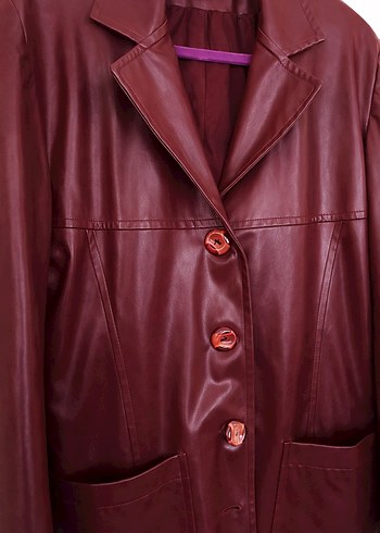 ADL Bordo Deri Ceket - Görsel 3
