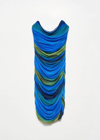 Dilvin Drapeli Straplez Mini Elbise - Görsel 3