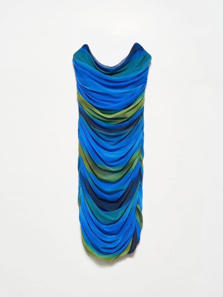 Dilvin Drapeli Straplez Mini Elbise - Görsel 3