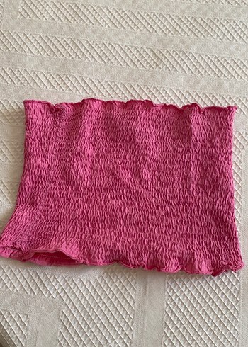 l Beden pembe Renk Şeffaf Pembe straplez crop