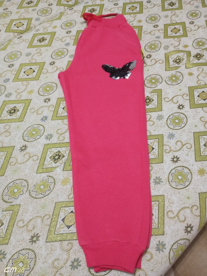 Kız Çocuk Pembe Nakışlı Eşofman Altı - Görsel 3