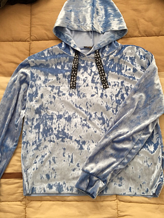 buz mavisi kadife sweatshirt