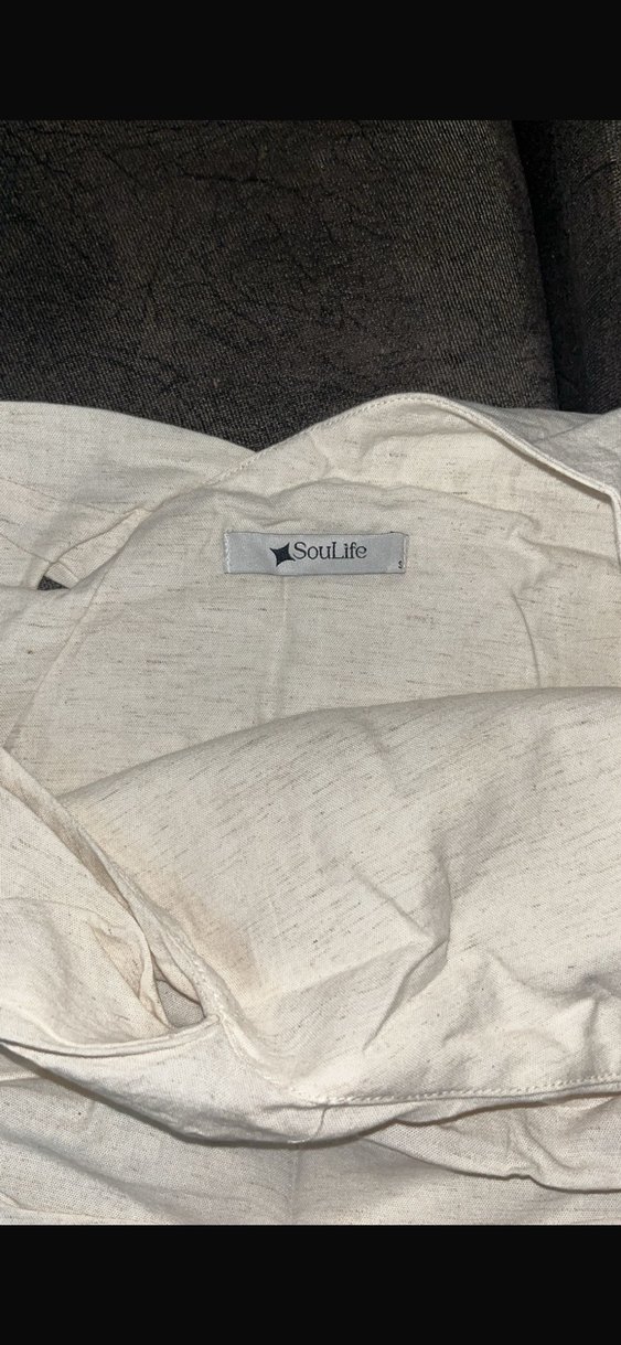 Krem bej Keten Drapeli tek omuz LCW bluz - Görsel 3