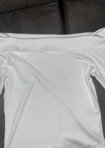 Beyaz Uzun Kollu kayık yaka stradivarius bluz - Görsel 2