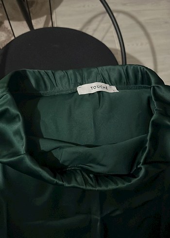 Yeşil saten A kesim Çan uzun etek Touche Prive - Görsel 2