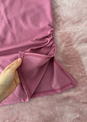 Pembe Kadın Drapeli Straplez üst - Görsel 3