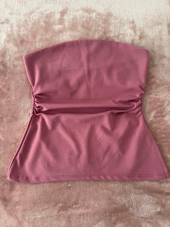 Pembe Kadın Drapeli Straplez üst - Görsel 2