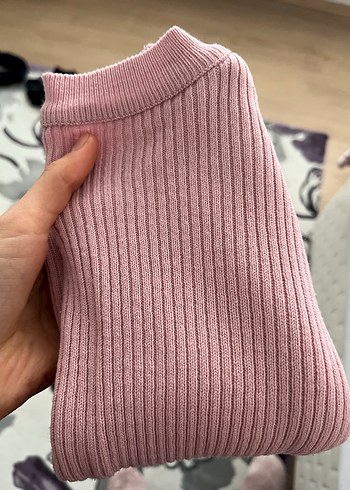Pembe Fitilli Kadın Triko Kazak - Görsel 4