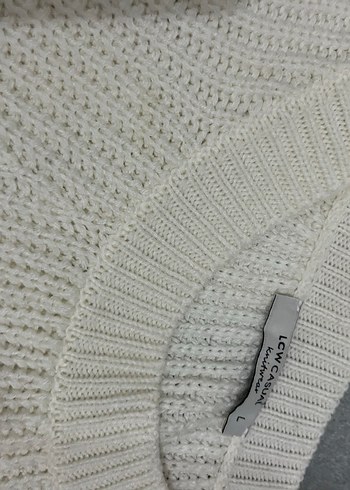 Beyaz Kadın Örgü Triko Kazak - Görsel 3