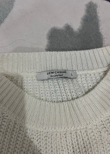 Beyaz Kadın Örgü Triko Kazak - Görsel 2