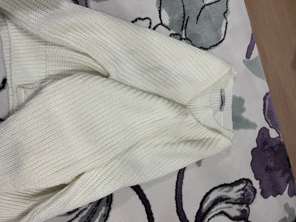 Beyaz Kadın Örgü Triko Kazak - Görsel 5