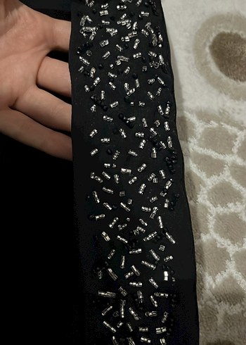 Omuzsuz İşlemeli Siyah Midi Büstiyer - Görsel 5