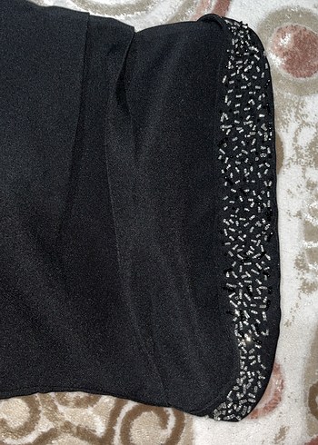 Omuzsuz İşlemeli Siyah Midi Büstiyer - Görsel 8