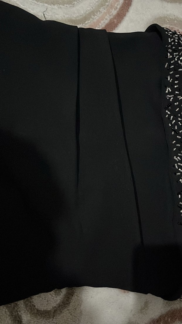 Omuzsuz İşlemeli Siyah Midi Büstiyer - Görsel 4