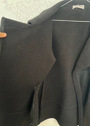 Diğer Siyah Deri Kürklü Biker Ceket