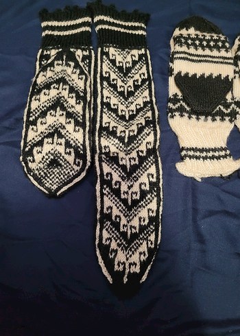 Erkek Çocuk Örgü çoraplar Beyaz Siyah - Görsel 3